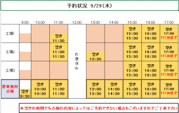 29（金）.30（金）ご予約状況